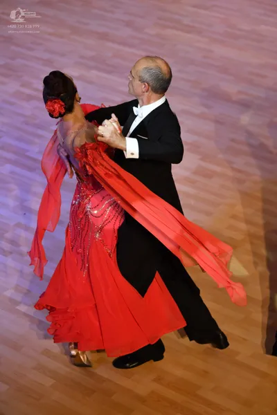 Dancesport competitor: Male:** Black tail suit with satin lapels and a satin shirt