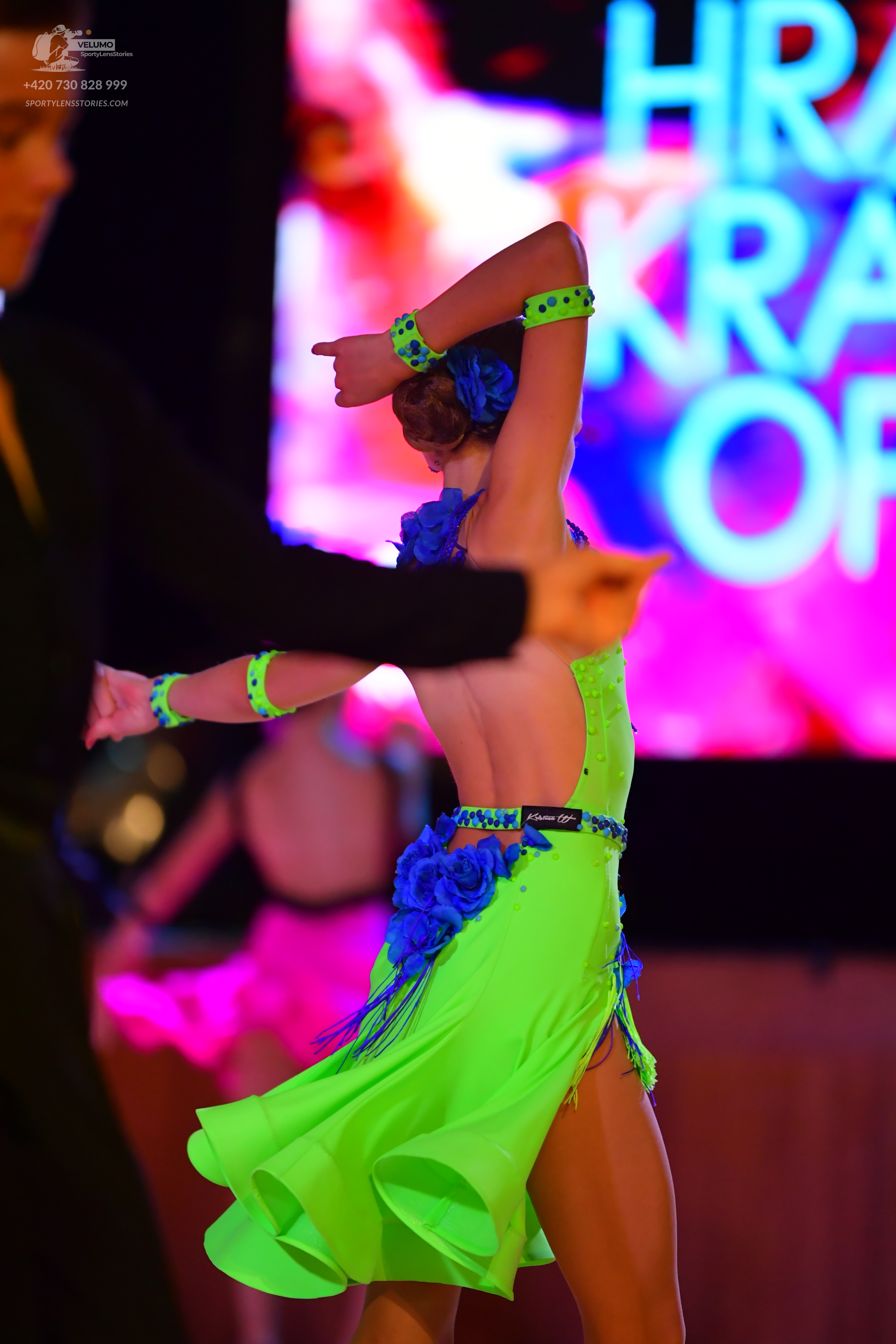Dancesport competitor: Male dancer: black suit