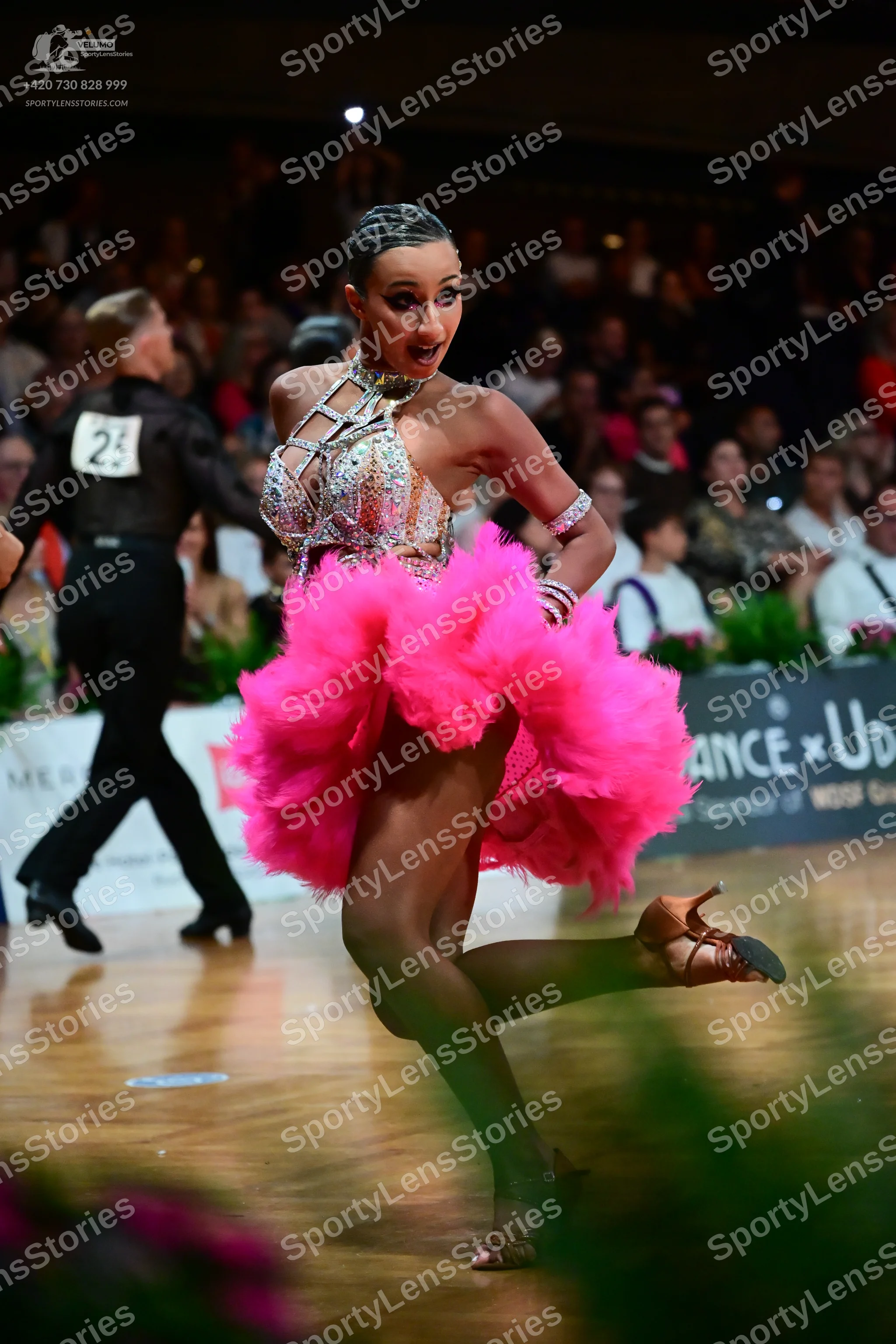Dancesport competitor #25: Male dancer: black long-sleeved dance shirt and black trousers