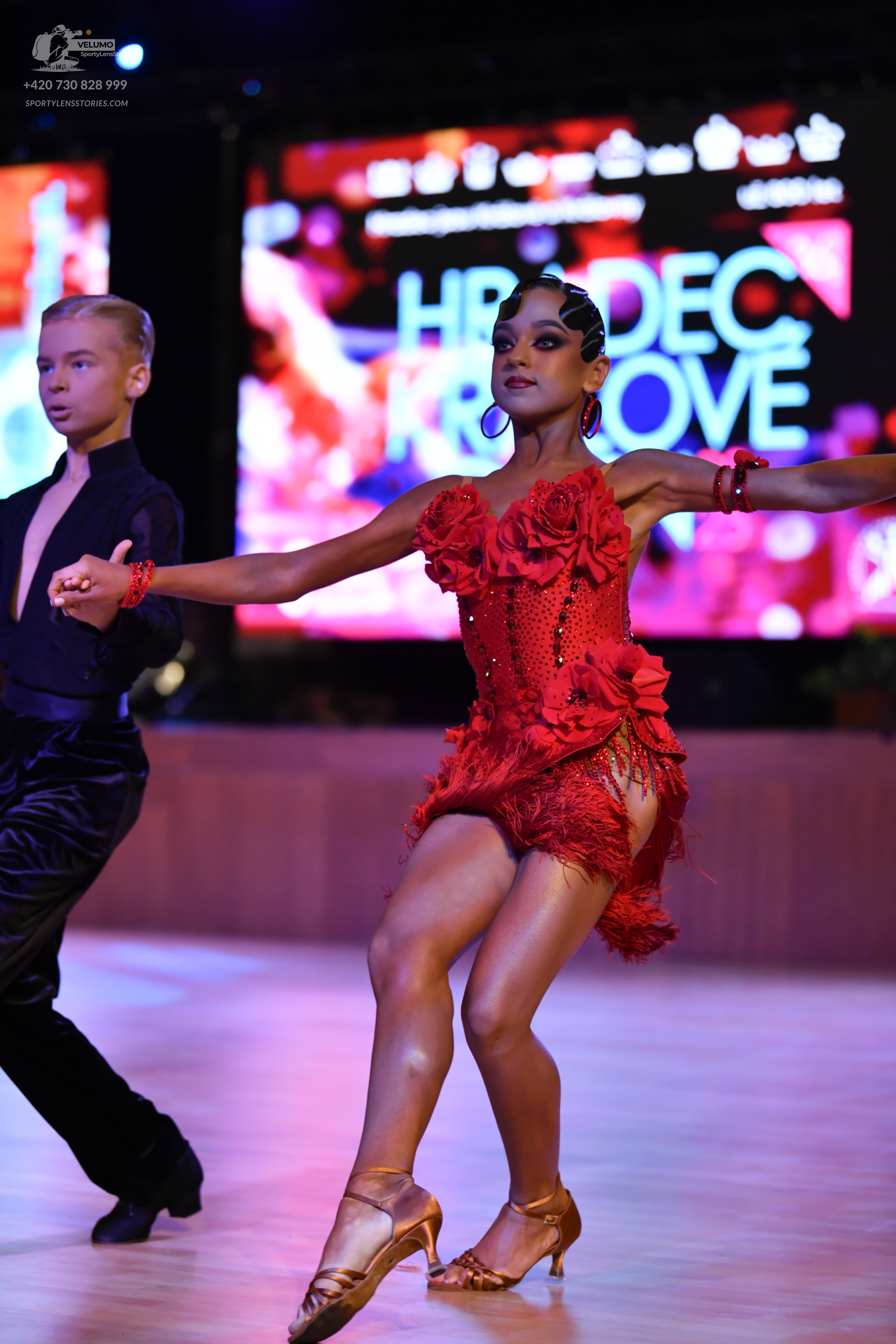 Dancesport competitor: Male dancer: black dance shirt and trousers