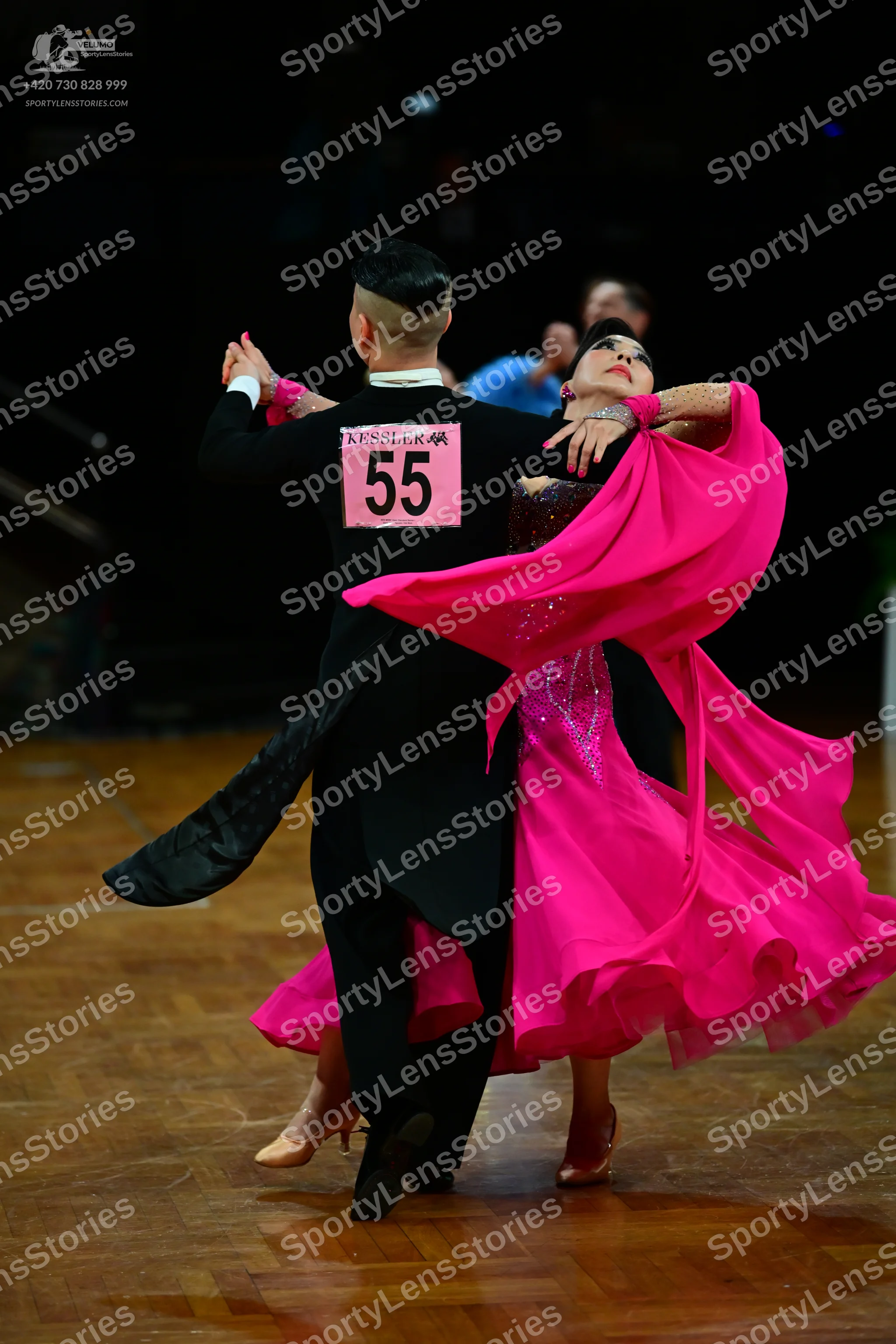 Dancesport competitor #55: Male dancer: black long-sleeved top and black trousers