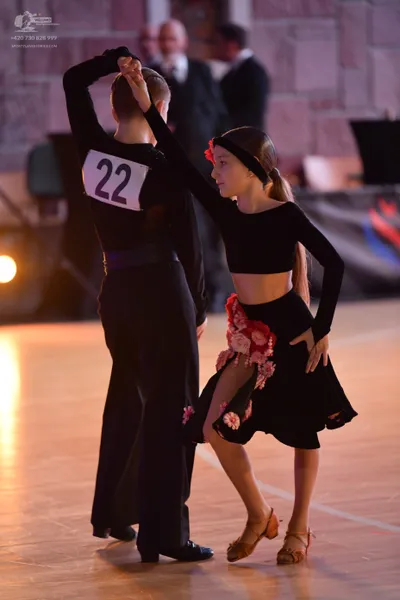 Dancesport competitor #22: Male dancer: black long-sleeved top and black trousers