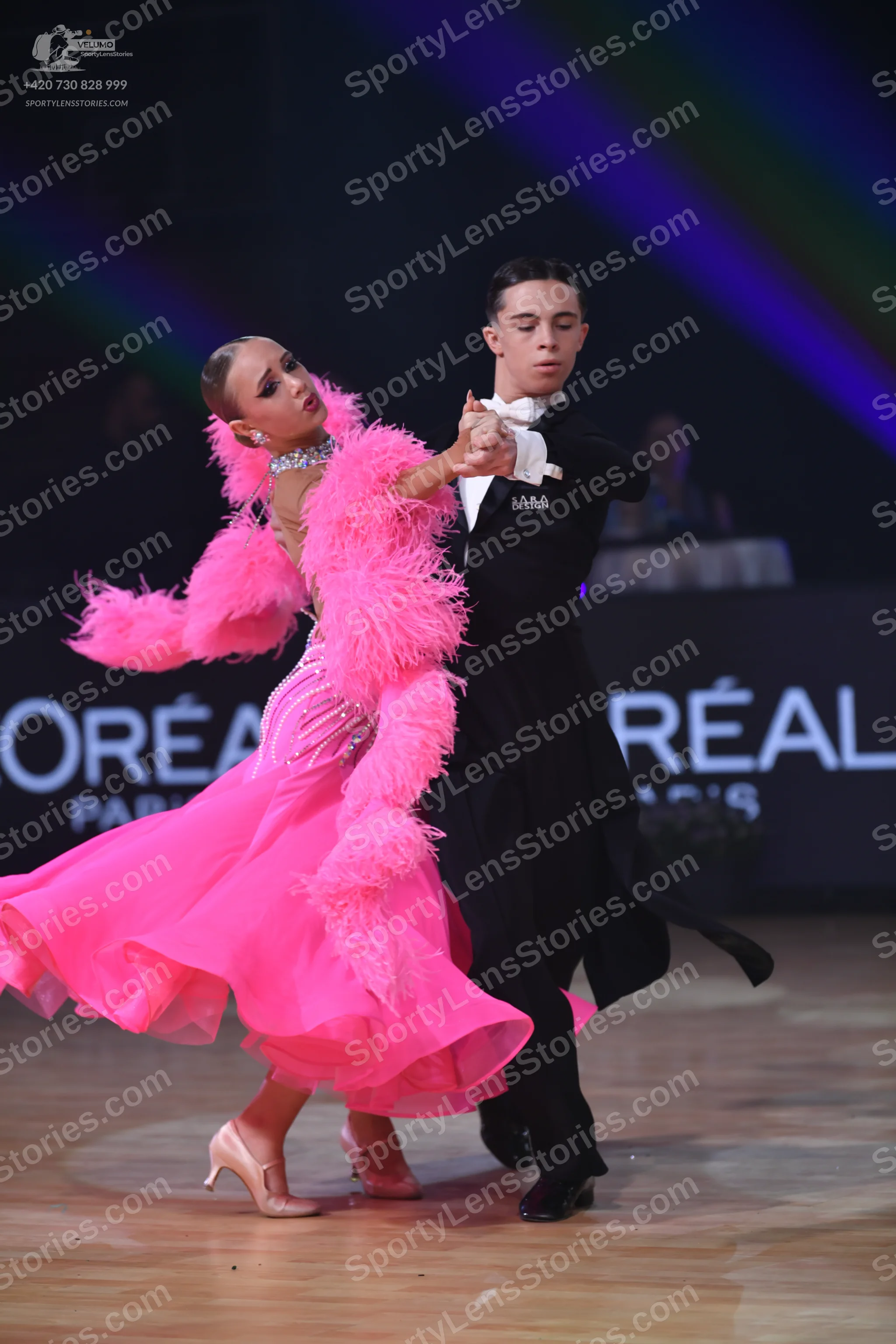 Dancesport competitor: Male dancer: black formal tailcoat with a white shirt and white bow tie