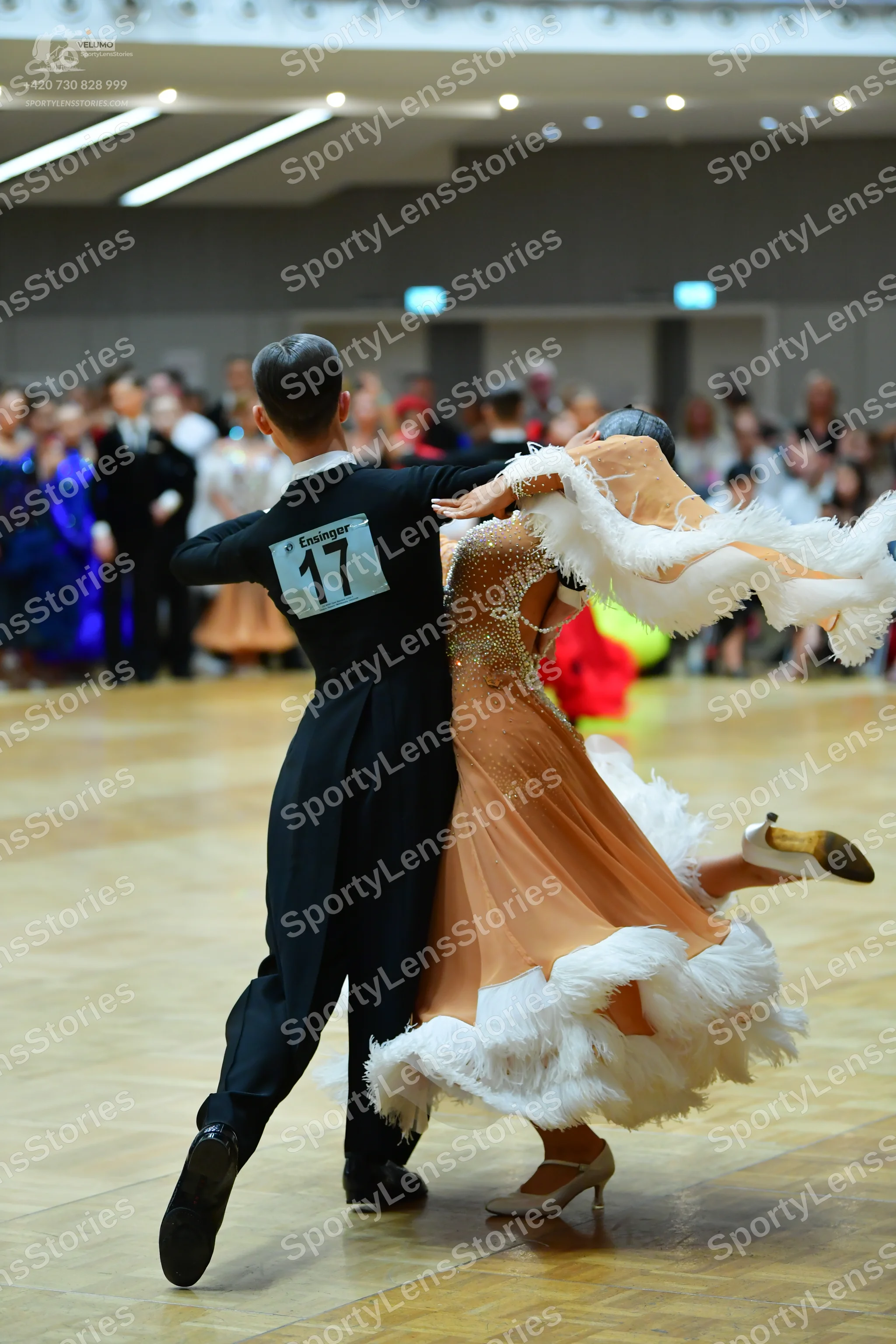 Dancesport competitor #17: Male dancer: black long-sleeved shirt and black trousers