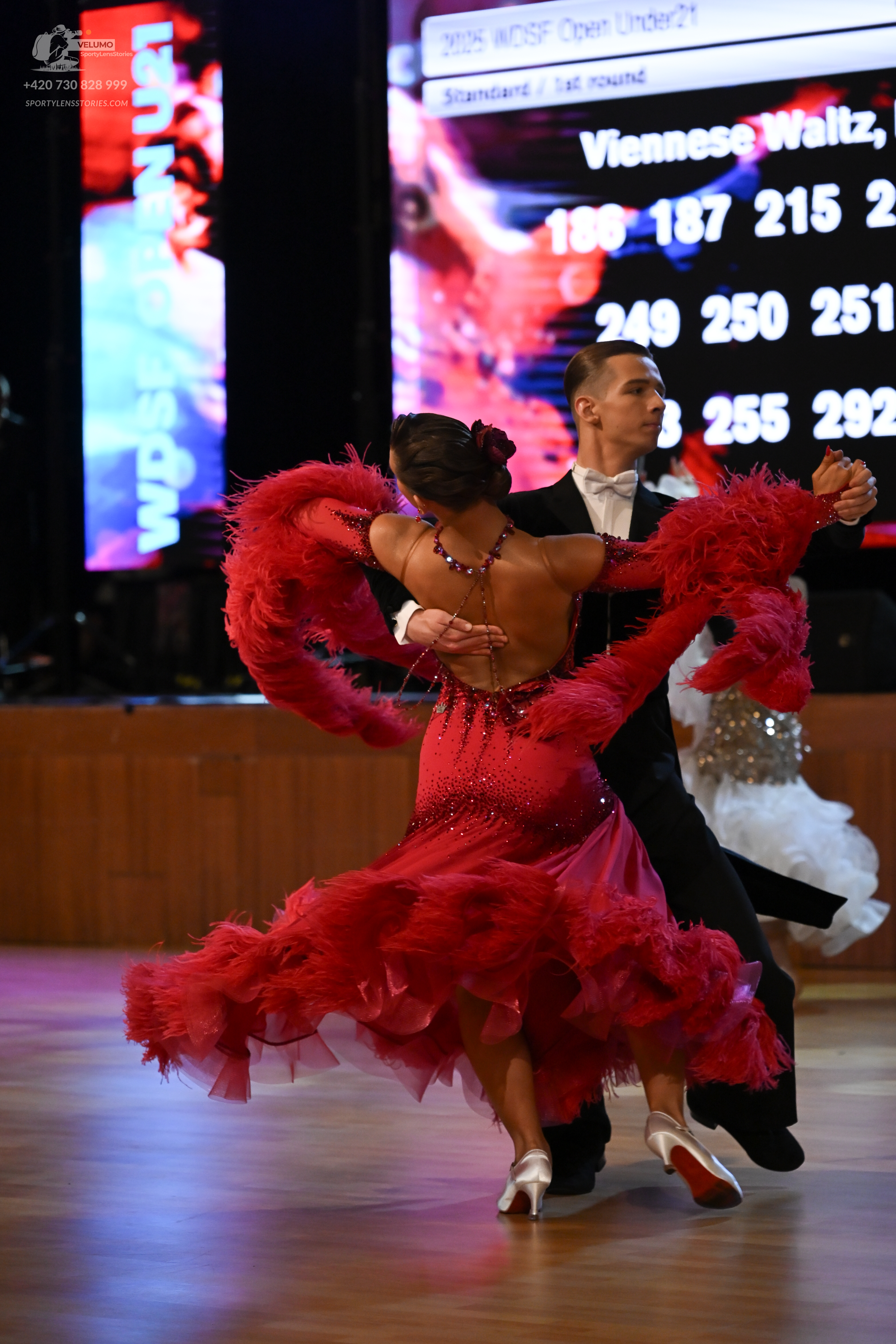 Dancesport competitor: Male (Waltz)**
*   **Color:** Black
*   **Fabric:** Satin (likely with a subtle 