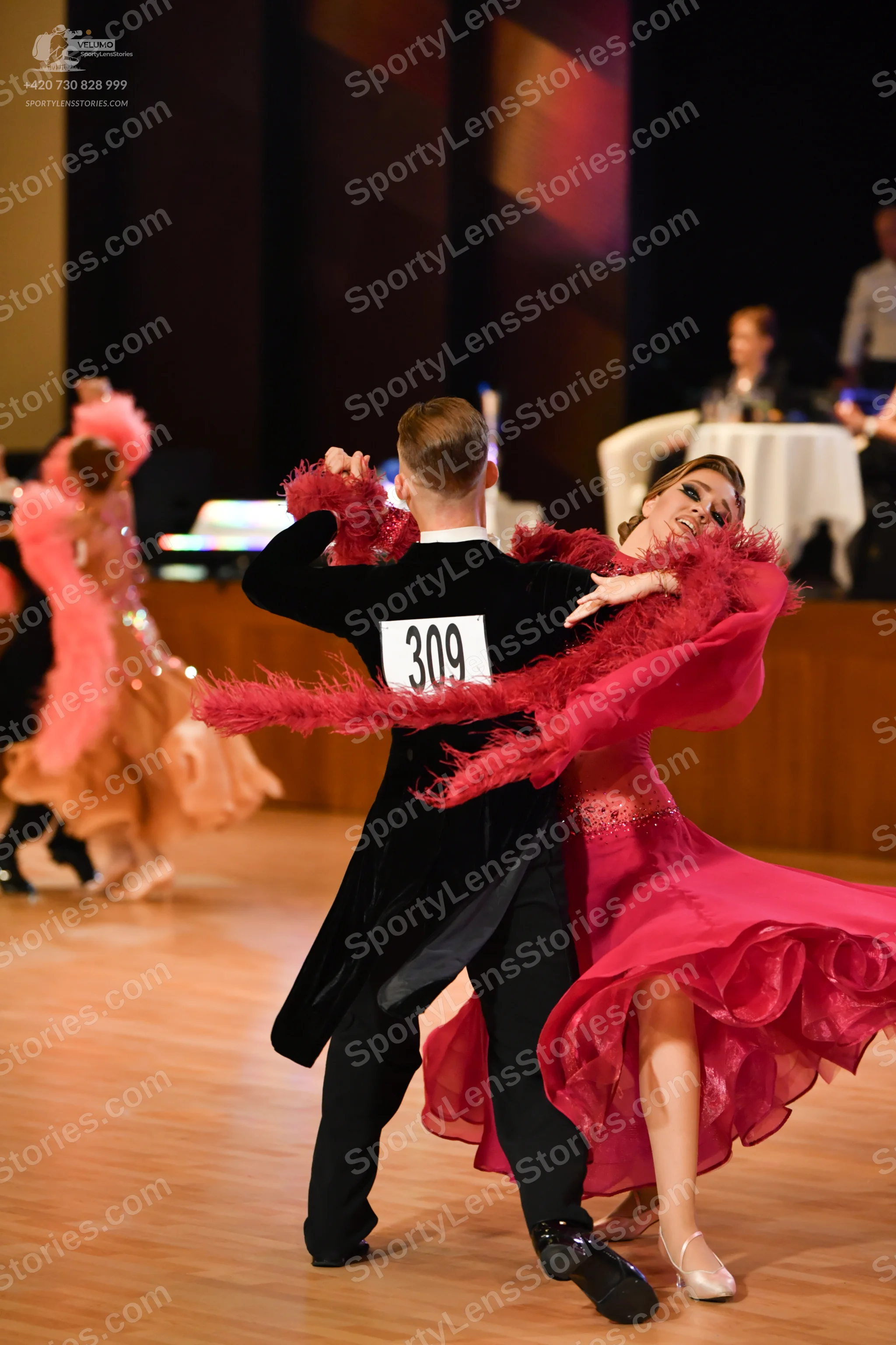 Dancesport competitor #309: Male dancer: black tailcoat and black trousers