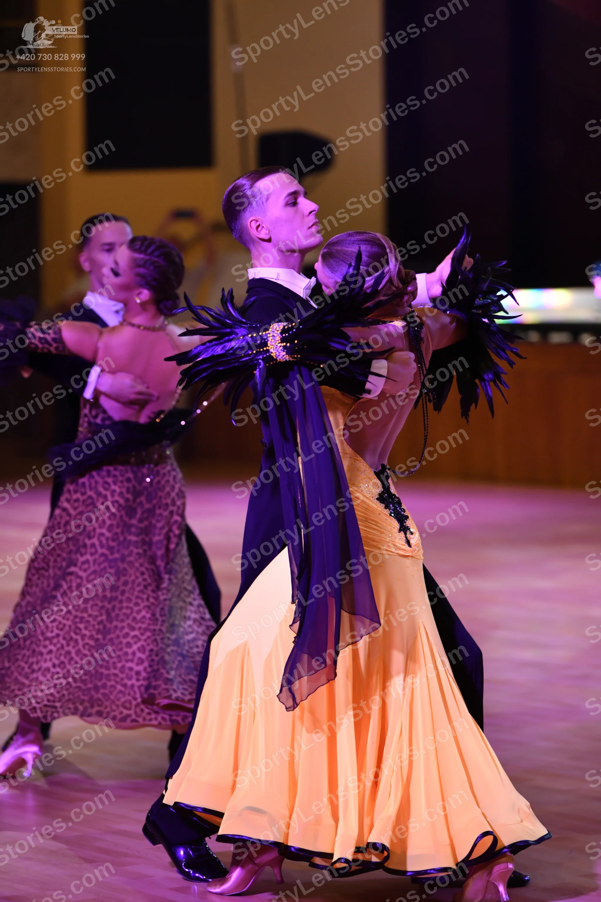 Dancesport competitor: Female dancer 1: leopard print Latin dress