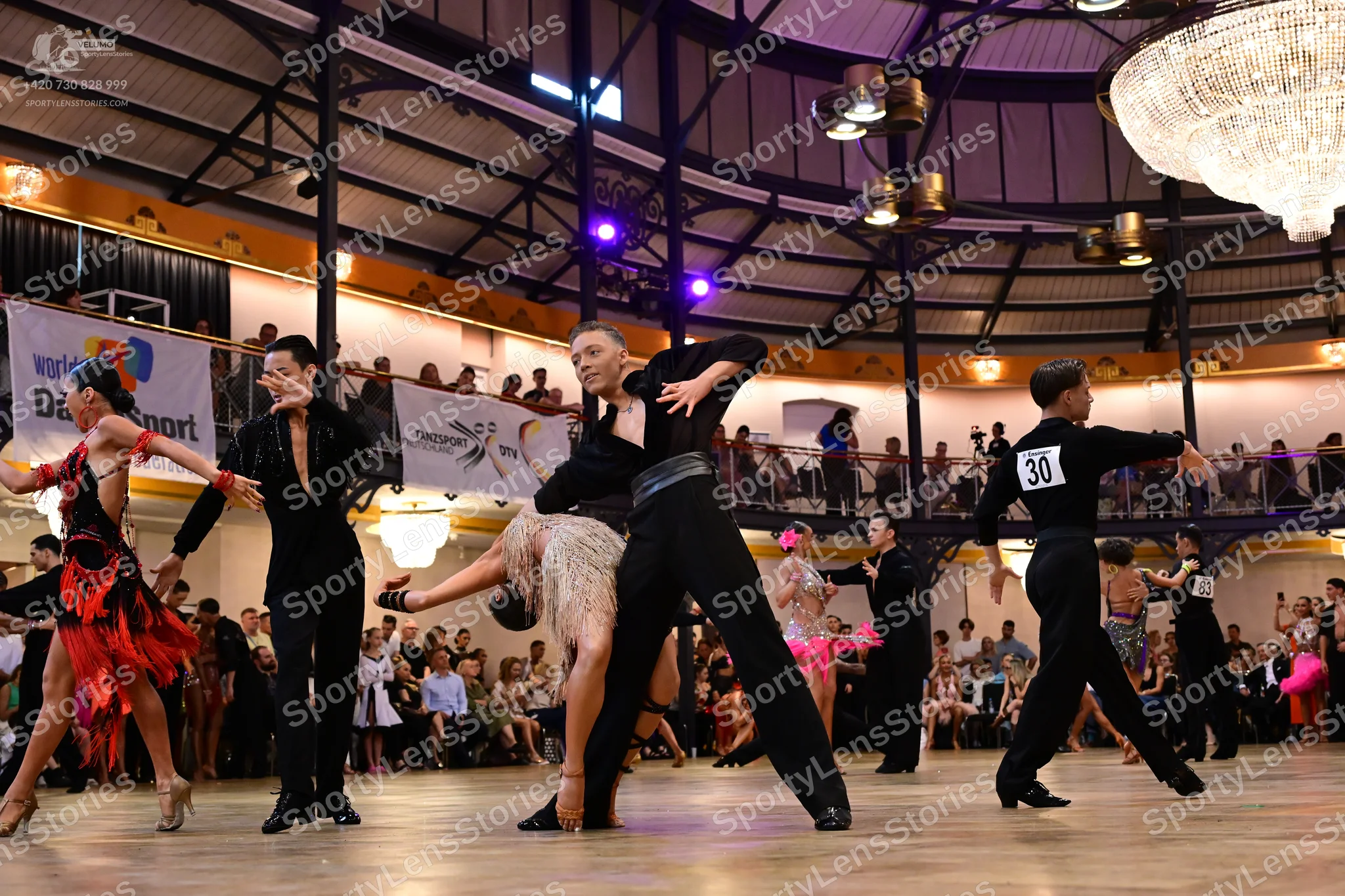 Dancesport competitor #30: Female dancer: red Latin dress with fringe