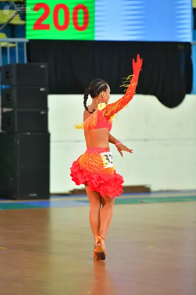 Dancesport competitor #200: ** Female: Red Latin dress