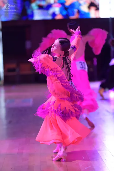 Dancesport competitor #31: Male**
*   **Color:** Black
*   **Fabric:** Likely satin or a similar smooth fab