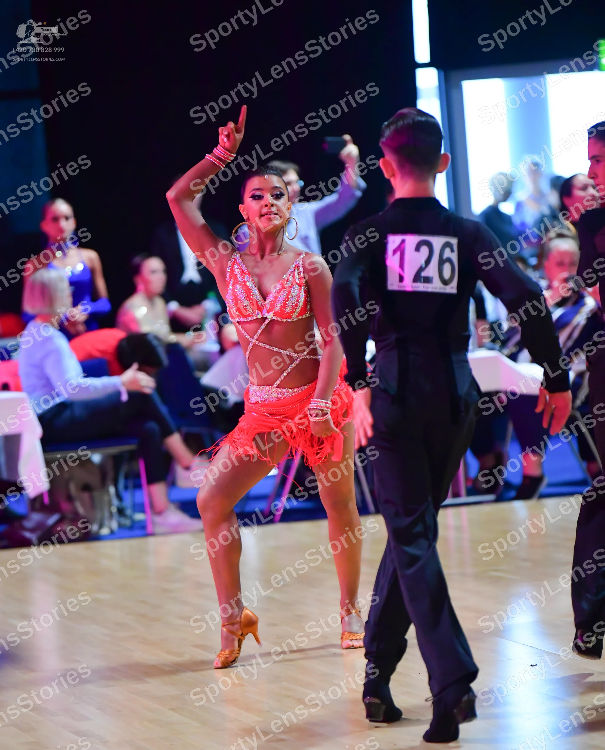 Dancesport competitor #126: Male dancer: black long-sleeved shirt and black trousers