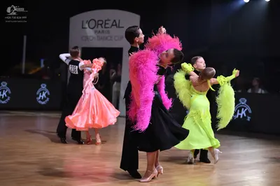 Dancesport competitor: Male dancers: black suits with white shirts