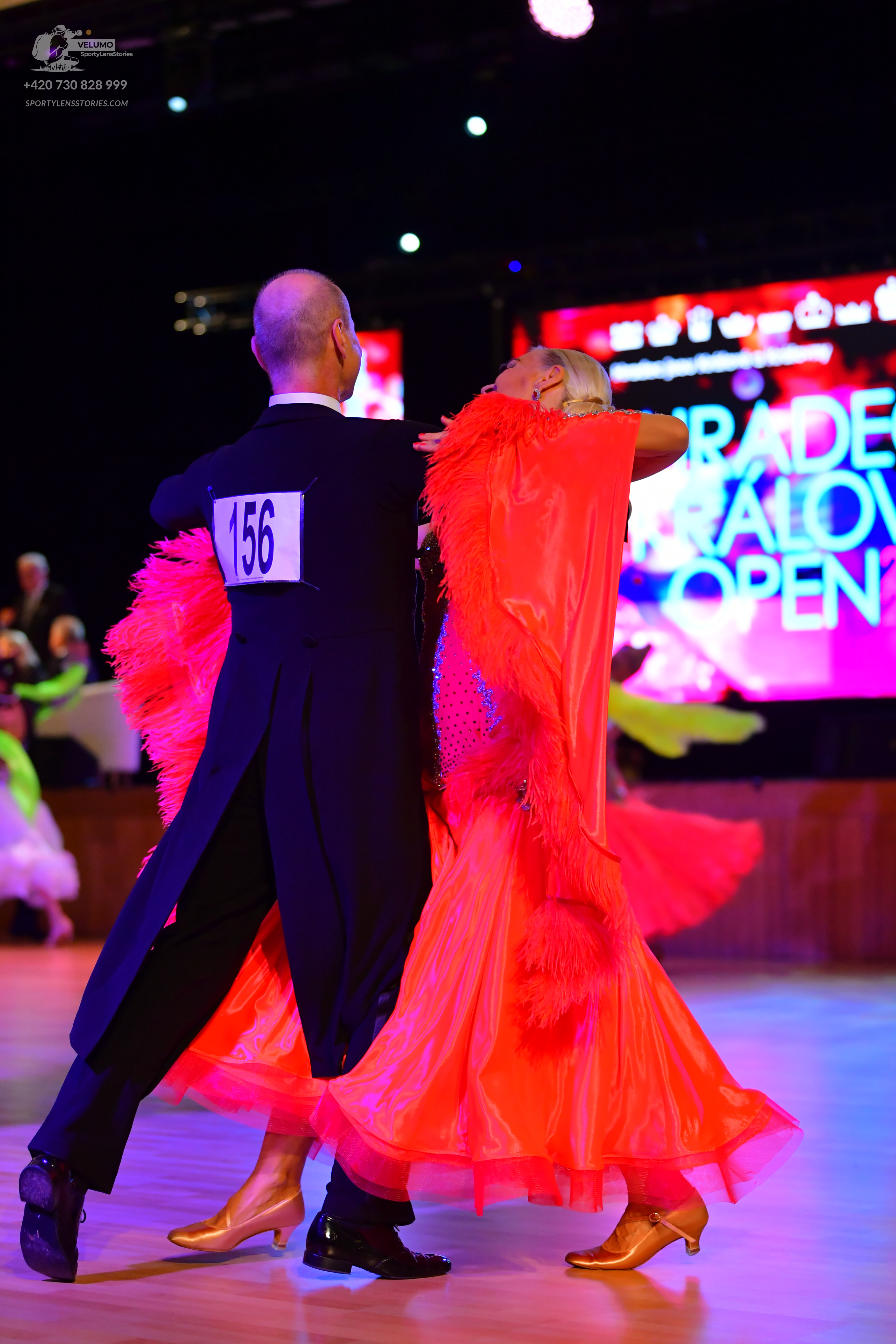 Dancesport competitor #156: Male dancer: black tailcoat and black trousers