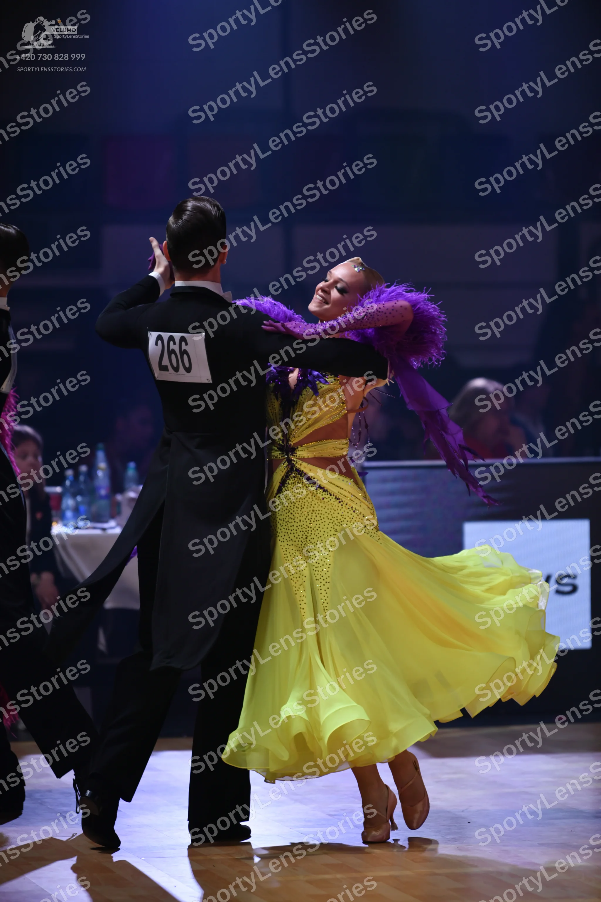 Dancesport competitor: Male dancer: black tailcoat with a white shirt and black trousers