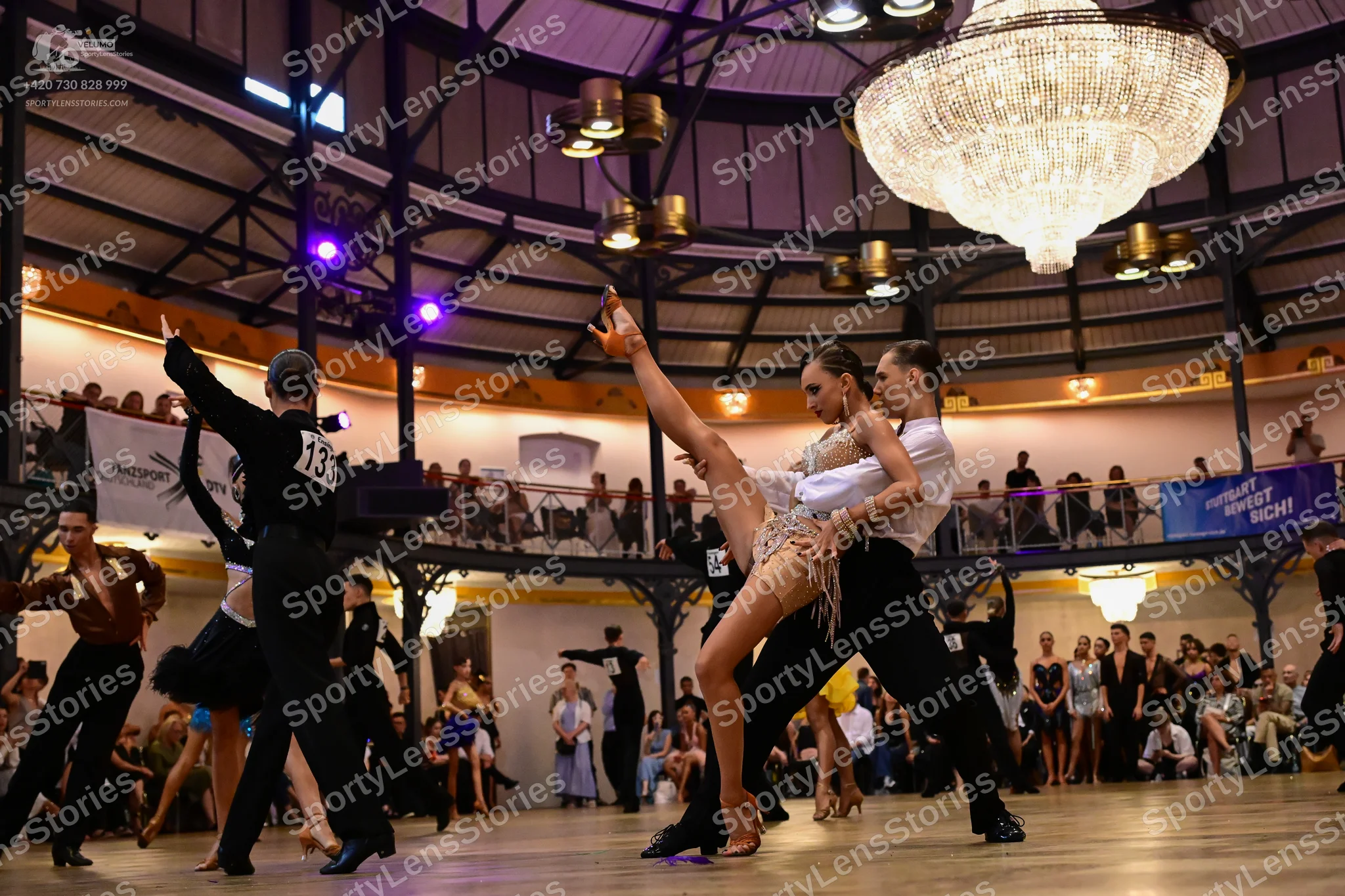 Dancesport competitor #131: Male dancer: black suit, black trousers