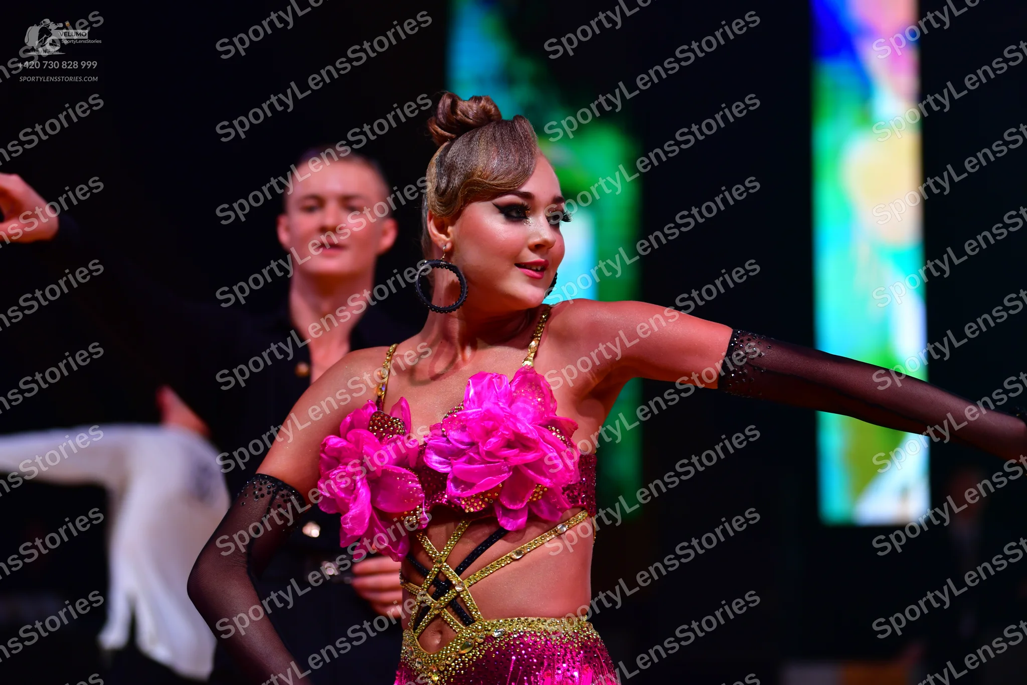 Dancesport competitor: Male dancer: black shirt
