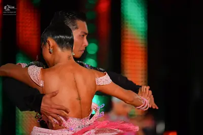 Dancesport competitor: Male dancer: black formal dance suit