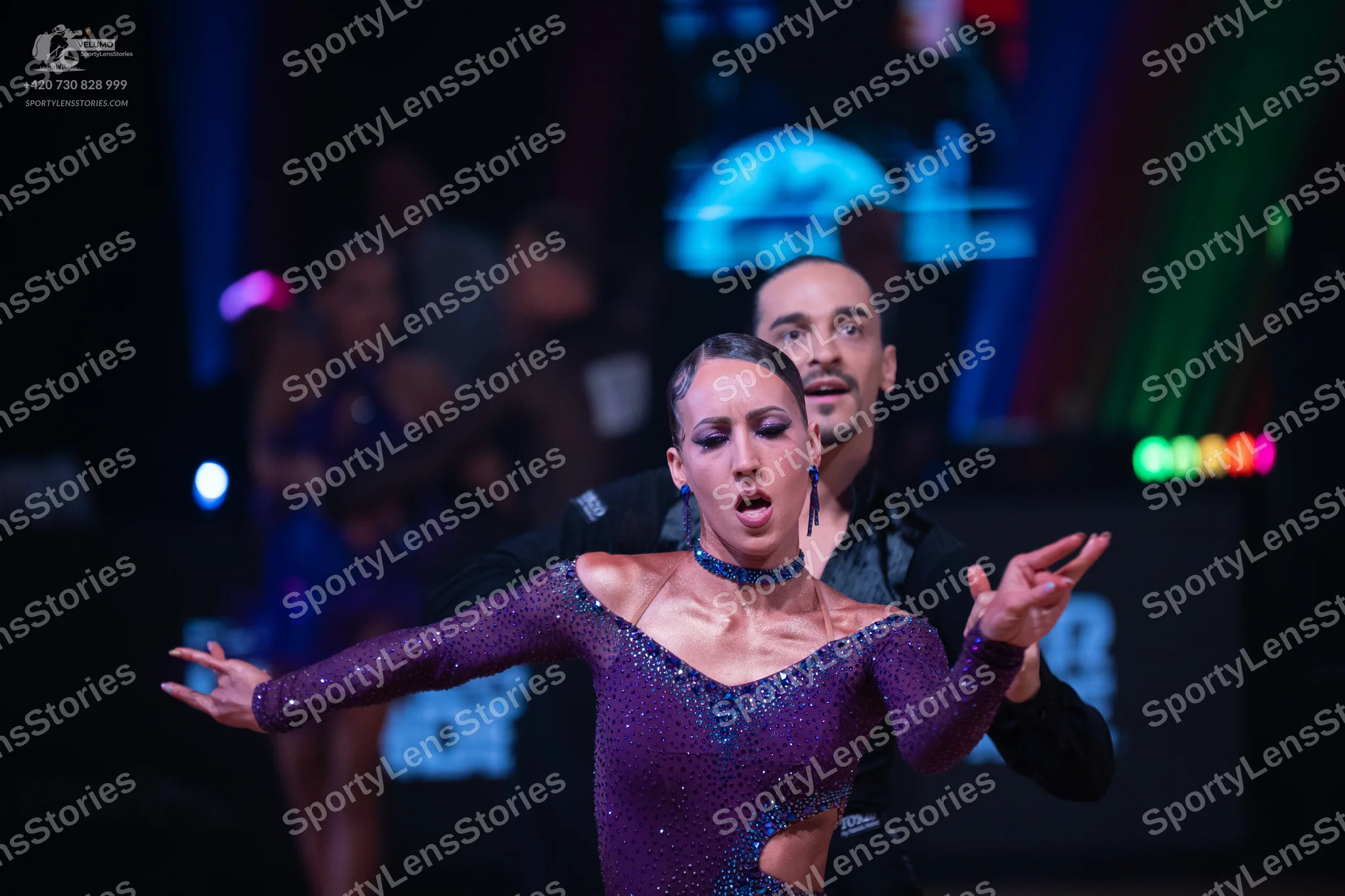 Dancesport competitor: Male dancer: black long-sleeved dance shirt