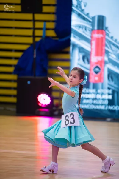 Dancesport competitor #83: ** Light blue, short, ruffled skirt