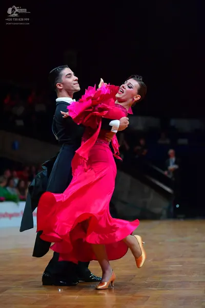 Dancesport competitor: Male dancer: black ballroom tailcoat, white shirt, and black trousers