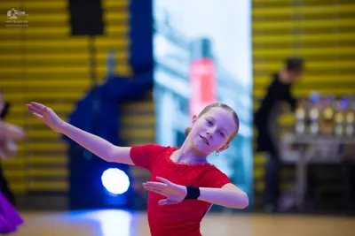 Dancesport competitor: Female: Red Latin Dress