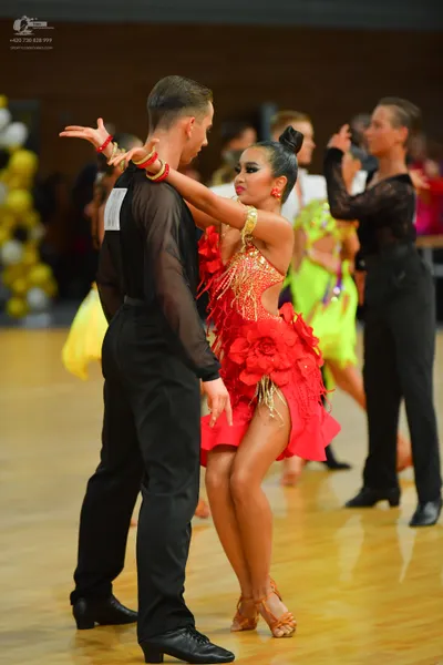 Dancesport competitor: Black tailsuit with sequin lapels