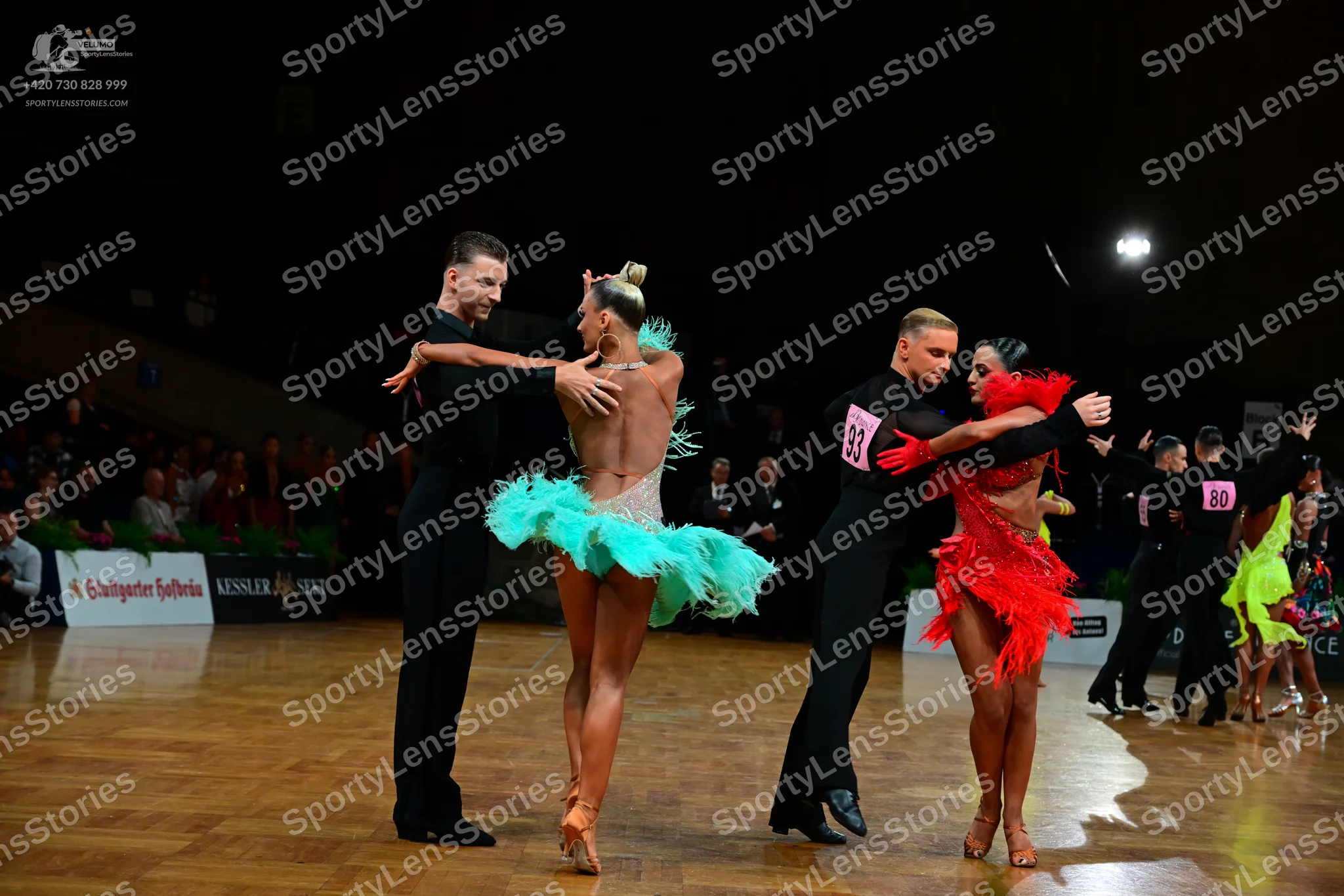 Dancesport competitor #93, #86: First male dancer: black long-sleeved shirt and trousers