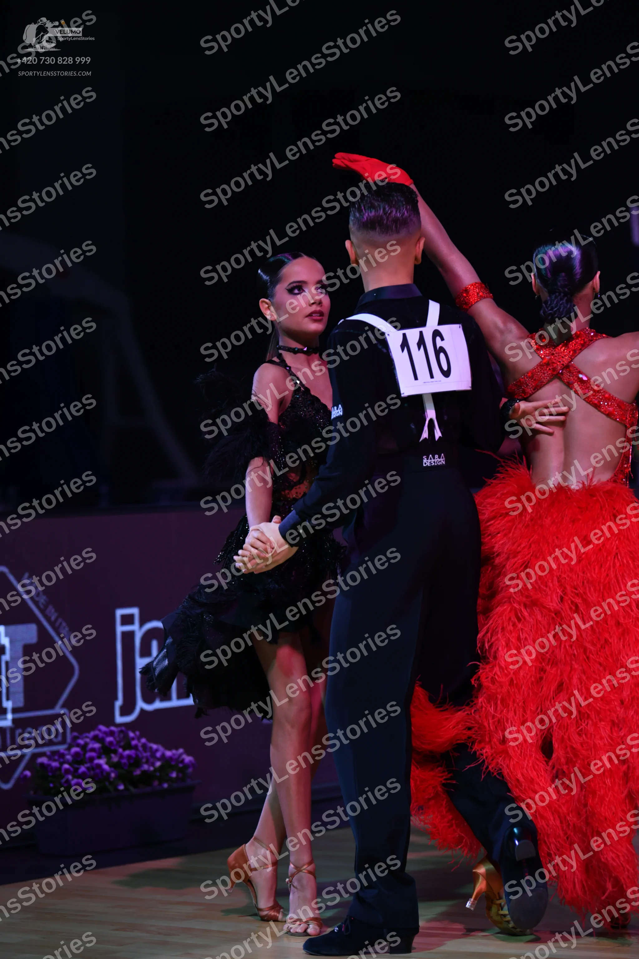Dancesport competitor: Male dancer: black suit
