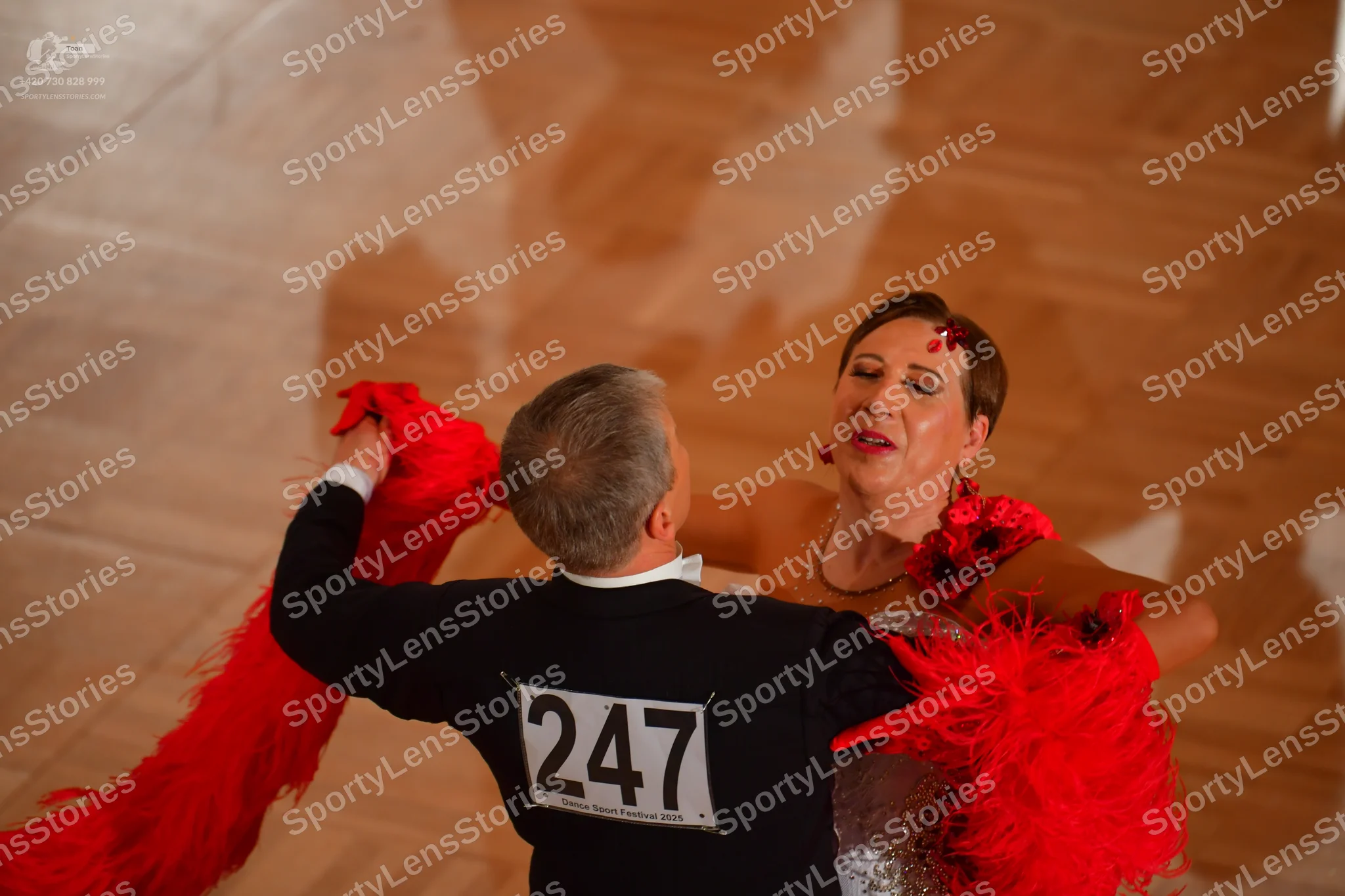 Dancesport competitor #247: Male dancer: black long-sleeved shirt