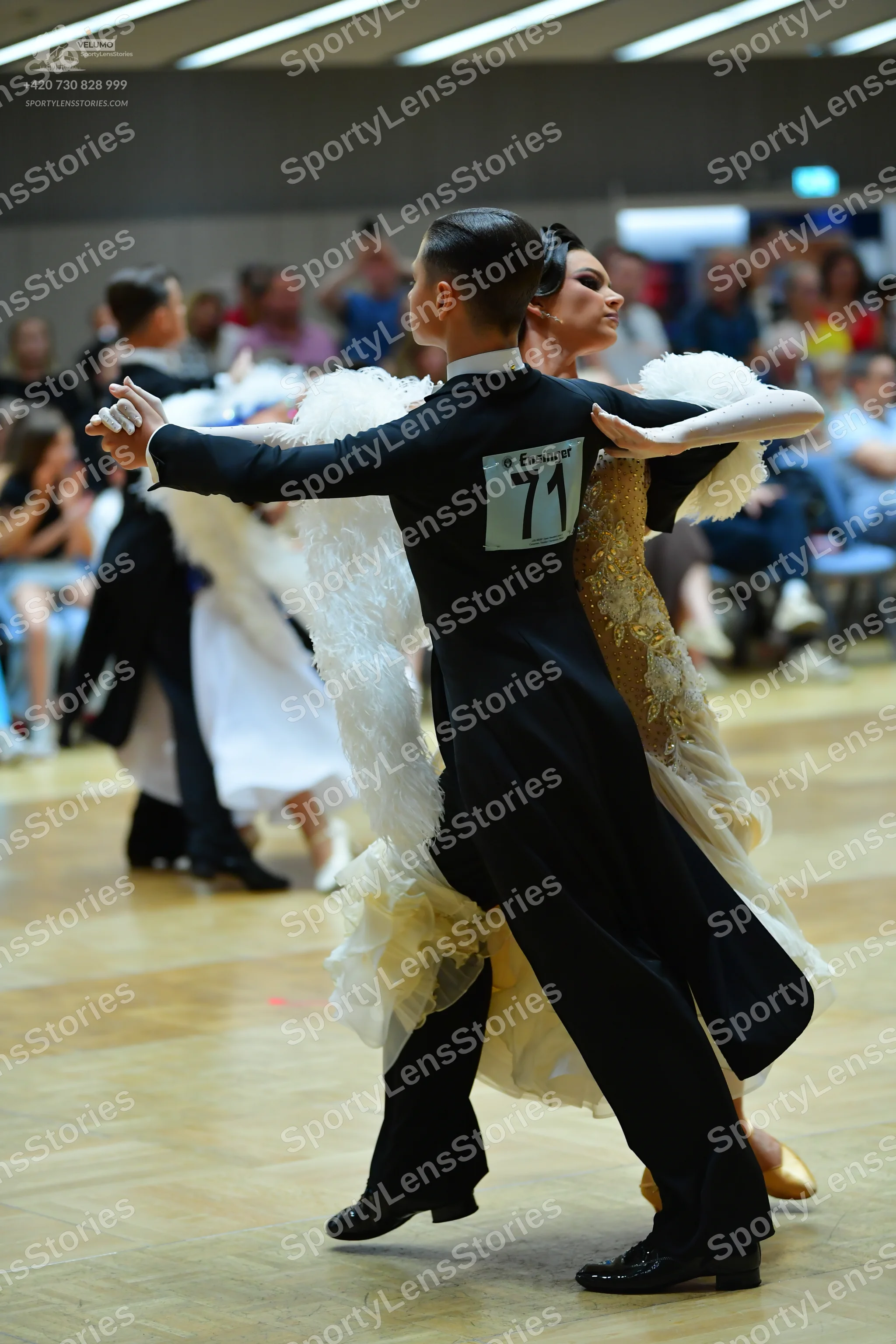 Dancesport competitor #71: Male dancer: black long-sleeved top and black trousers