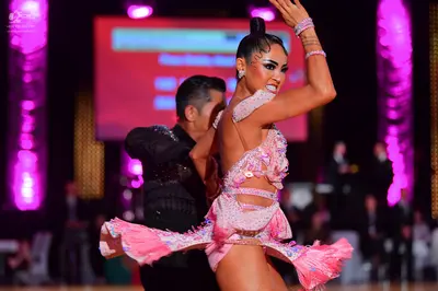 Dancesport competitor: Male dancer: black dance top