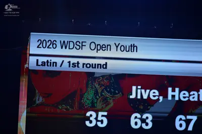 Dancesport competitor: Not clearly visible due to heavy graphic overlay and blurriness
