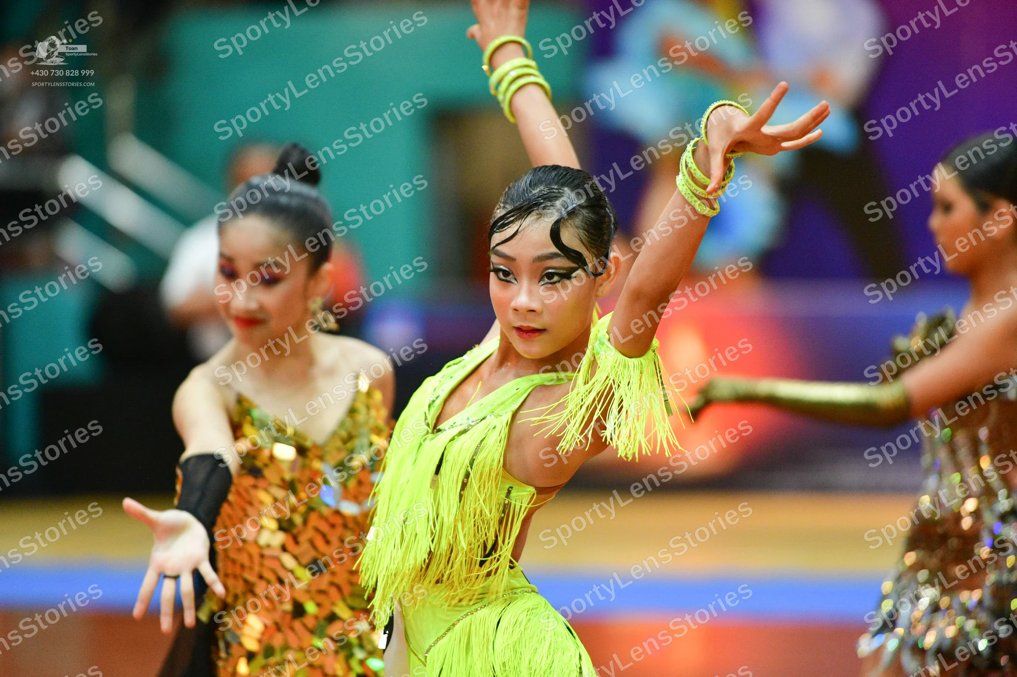 Dancesport competitor: Bright Yellow Latin Dress
