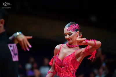 Dancesport competitor: Male dancer: black shirt