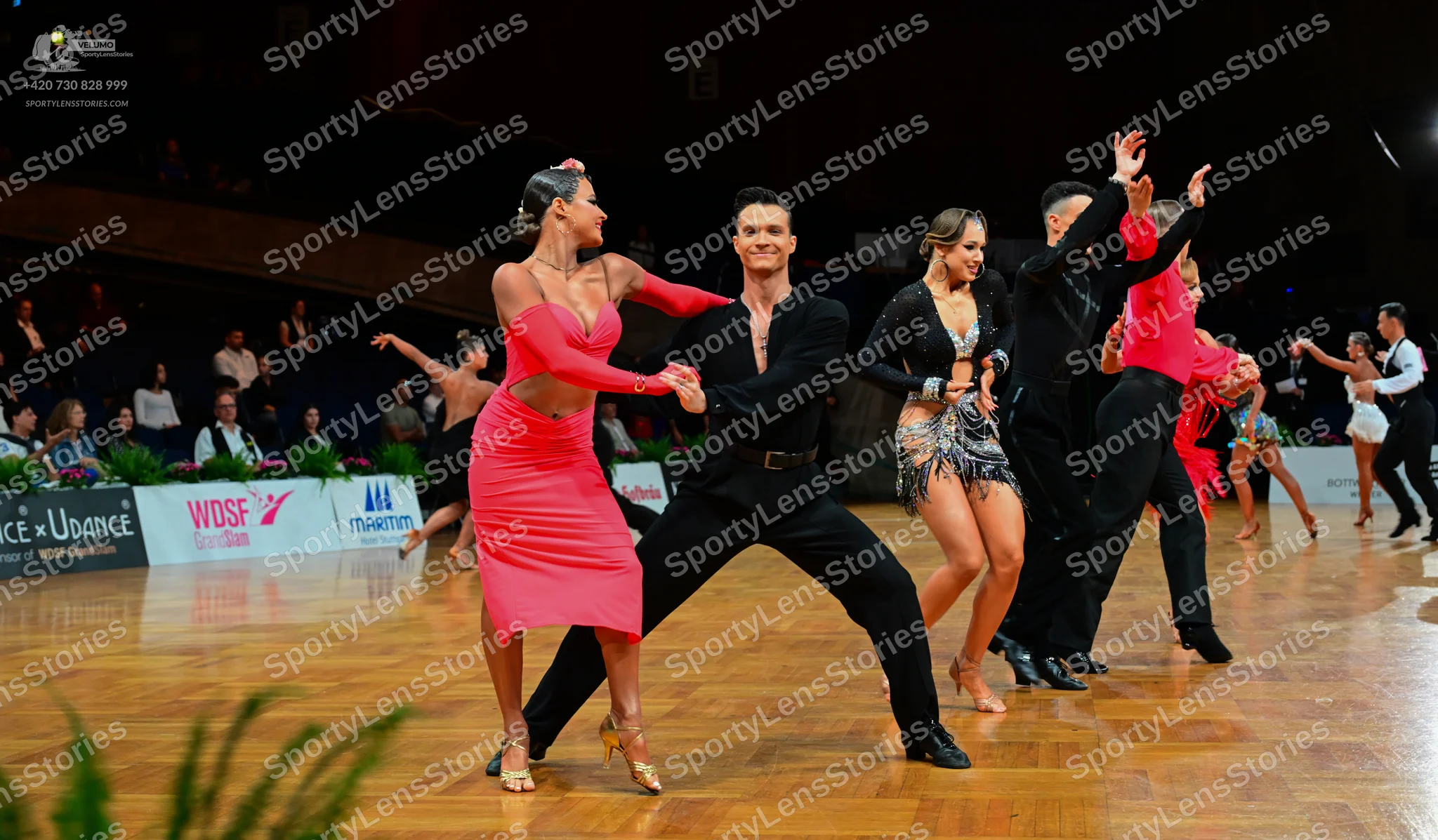 Dancesport competitor: Male dancer: black long-sleeved shirt and black trousers