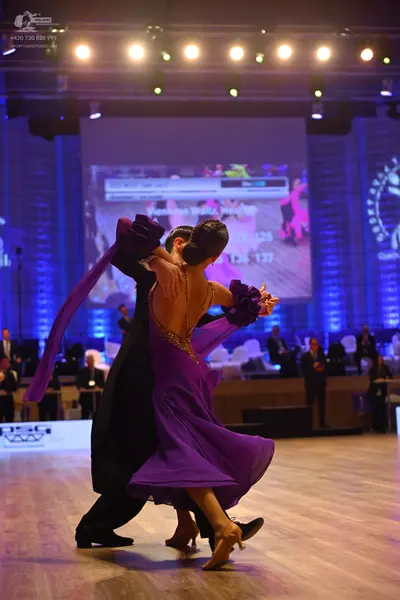 Dancesport competitor: Male dancer: black tailcoat