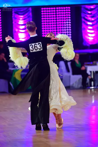 Dancesport competitor #363: Male dancer: black long-sleeved top and black trousers