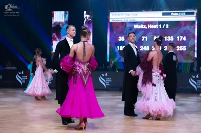 Dancesport competitor: Male dancer: black ballroom tailcoat with a white shirt and white bowtie