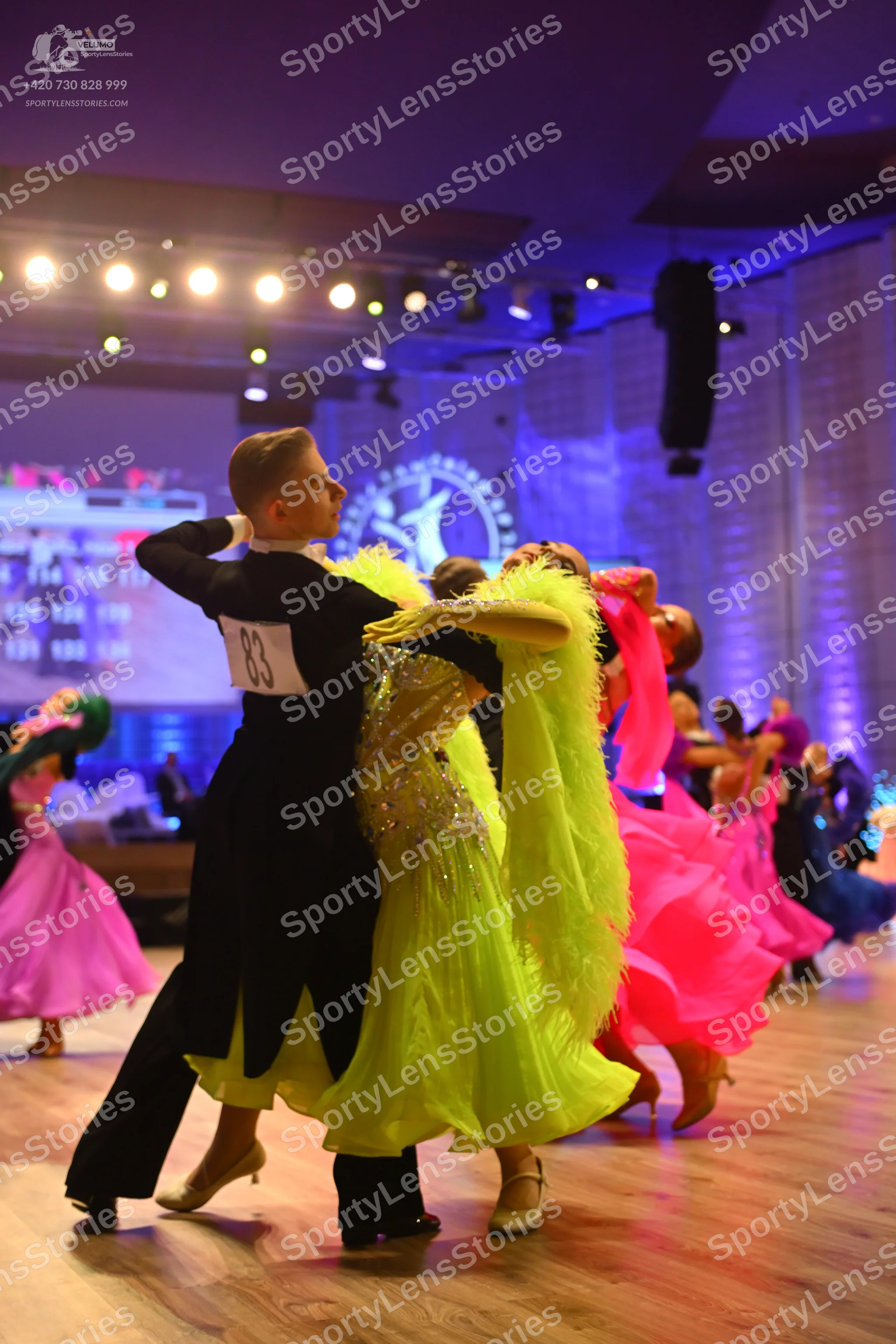 Dancesport competitor: Male dancer: black ballroom suit