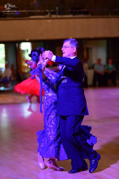 Dancesport competitor: Male:** Black tail suit with shimmering, iridescent sequin lapels and cuffs