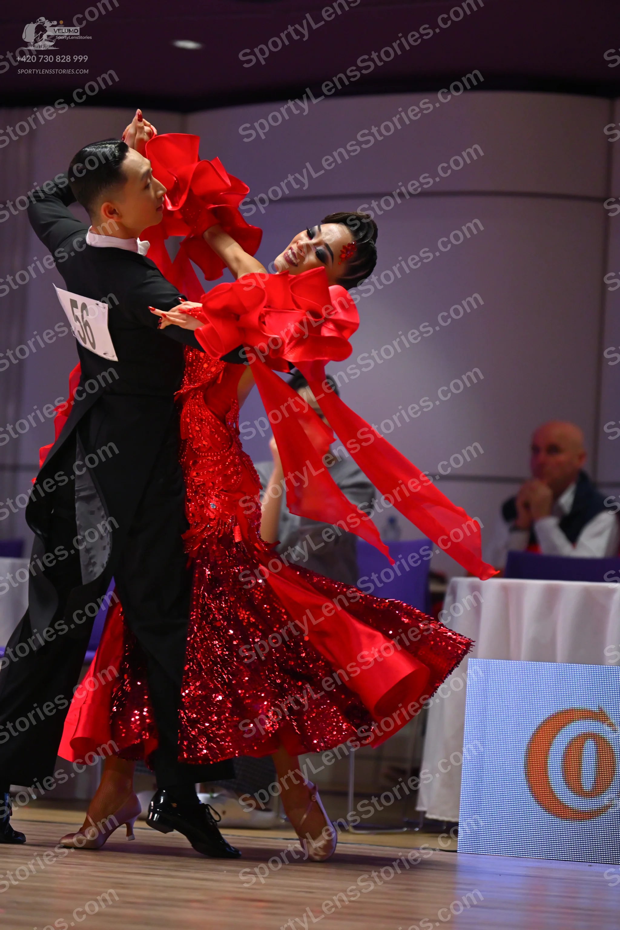 Dancesport competitor: Male dancer: black formal dance suit