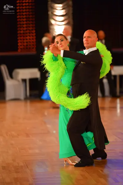 Dancesport competitor: Male dancer: black tailcoat, white shirt, white bowtie, and black trousers