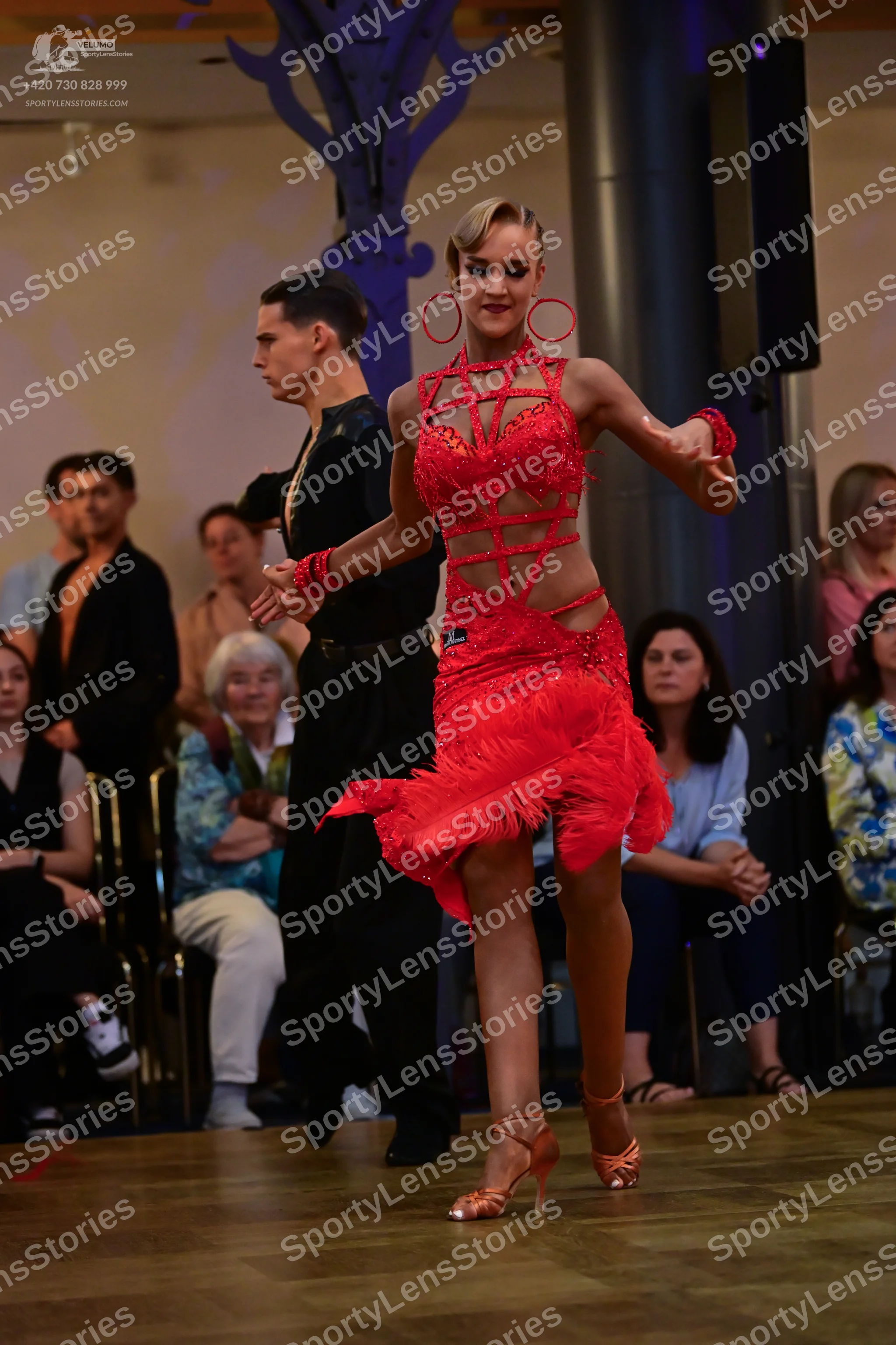 Dancesport competitor: Male dancer: black shirt and black trousers