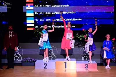 Dancesport competitor: Male dancer: dark red suit jacket with a white shirt and tie, and dark trousers