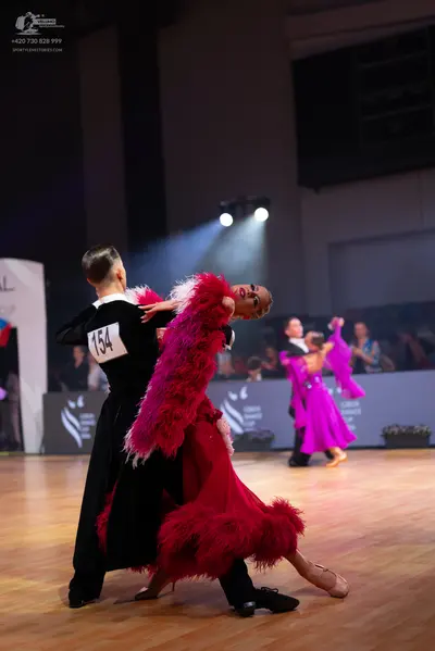 Dancesport competitor: Male dancer: black tailcoat with a white shirt and black trousers