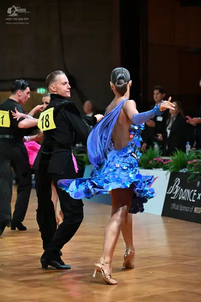 Dancesport competitor #18: Male dancers: black dance shirts and trousers