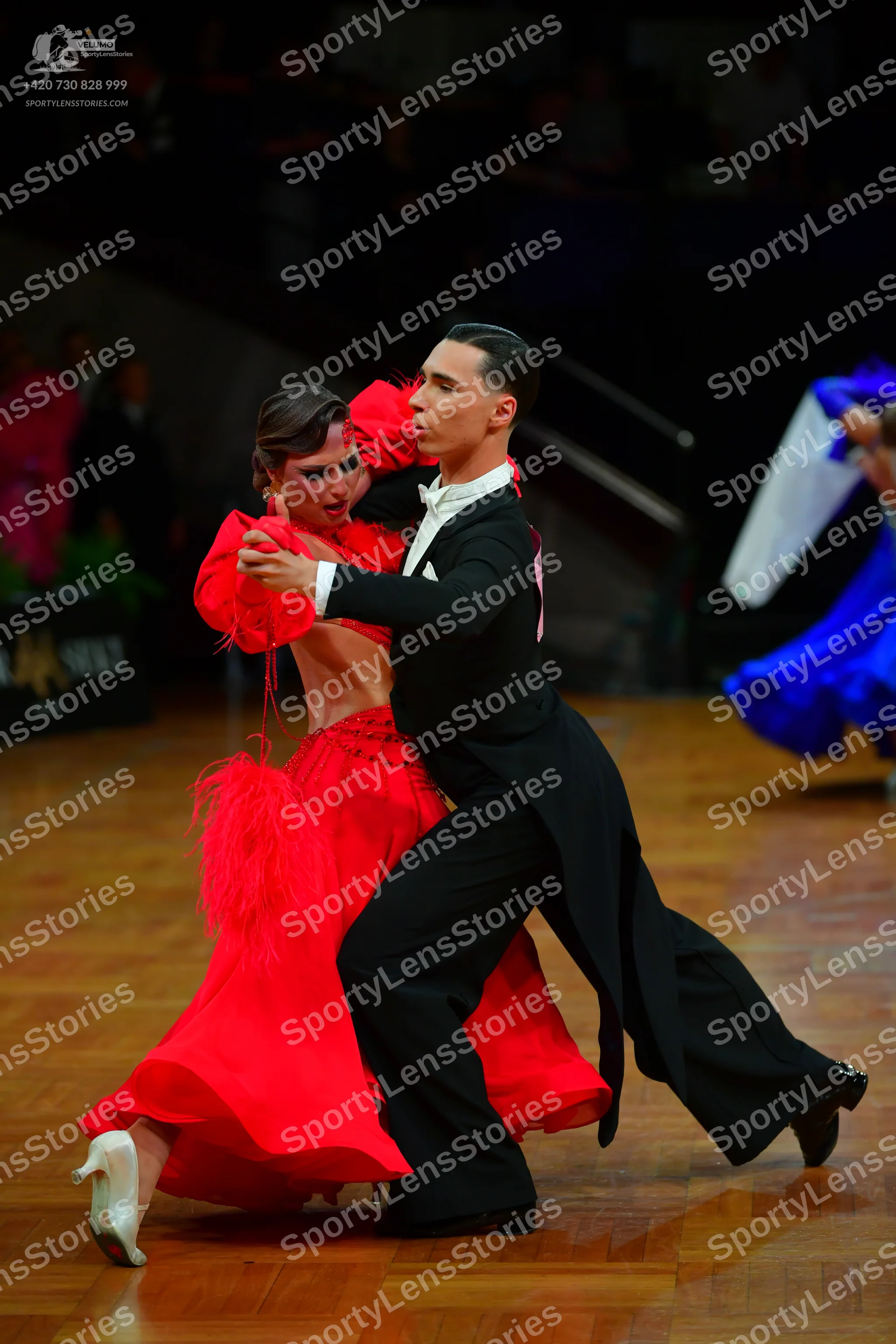 Dancesport competitor: Male dancer: black tailcoat suit with a white shirt and white bowtie