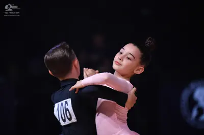 Dancesport competitor: Male dancer: black long-sleeved top