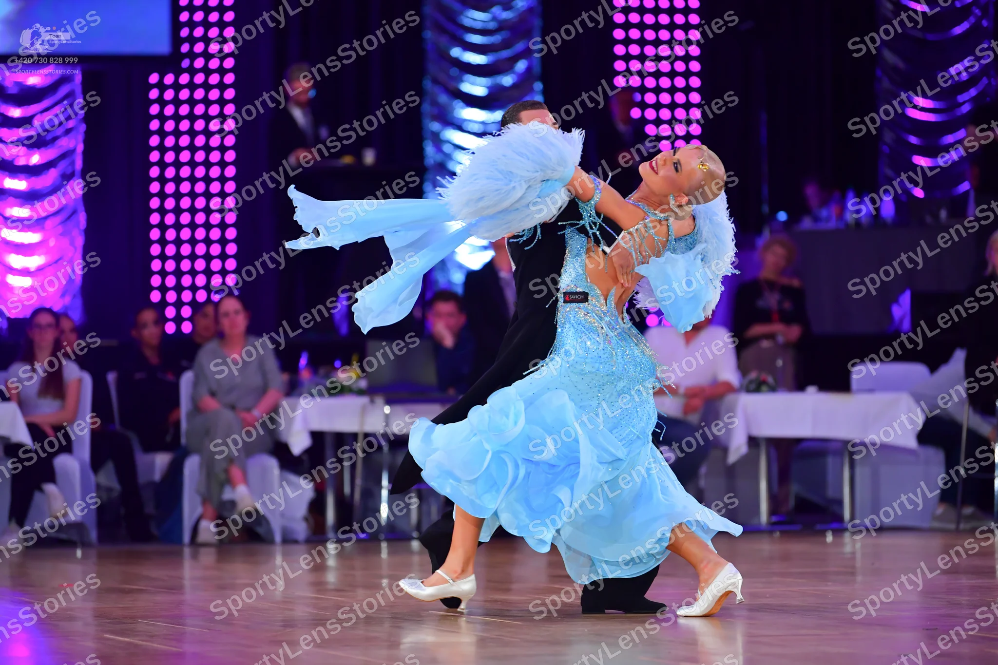 Dancesport competitor: Male dancer: black dance outfit