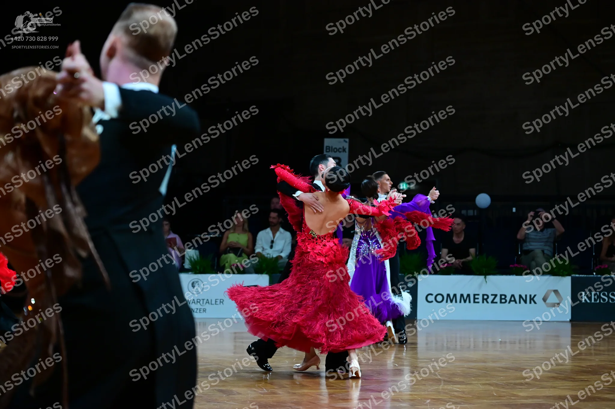 Dancesport competitor: Male dancer: black suit with white shirt and bow tie